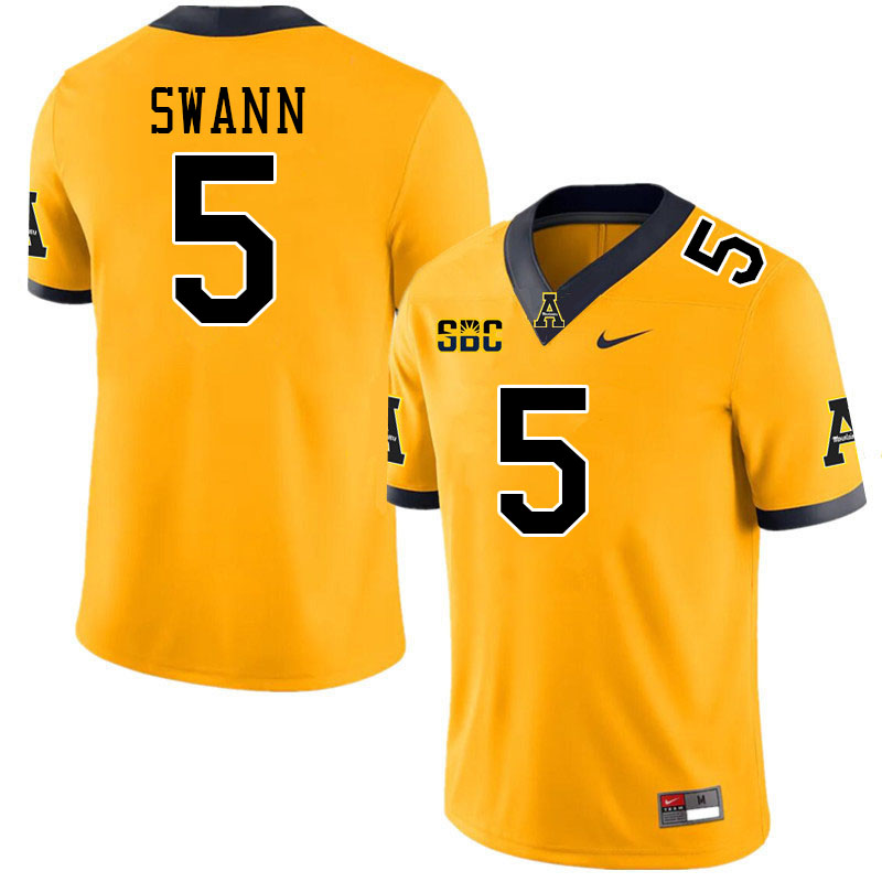 Appalachian State Mountaineers #5 AJ Swann College Football Jerseys Stitched-Gold Appalachian State Mountaineers #5 AJ Swann College Football Jerseys Stitched-Gold